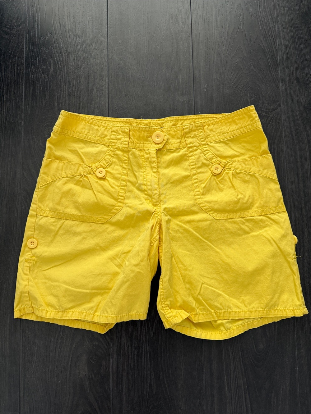 NWOT - H&M - Yellow Womens Casual Button-Front Cargo Shorts